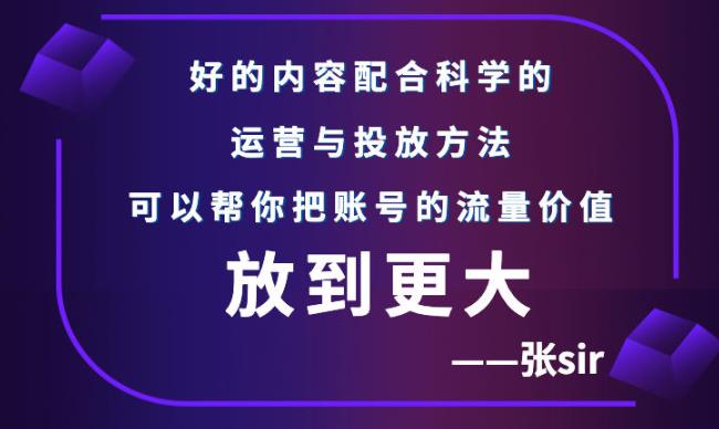 张SIR账号流量增长课，告别海王流量，让你的流量更精准|小鸡网赚博客