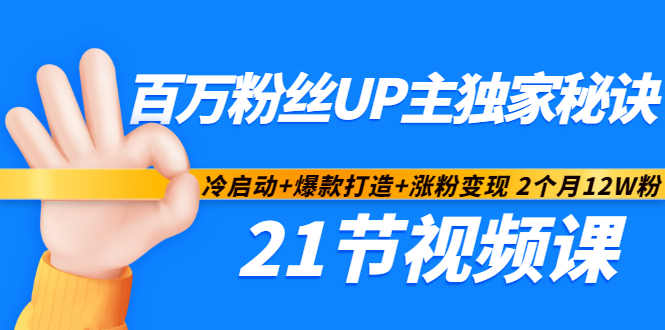 百万粉丝UP主独家秘诀：冷启动+爆款打造+涨粉变现2个月12W粉（21节视频课)|小鸡网赚博客