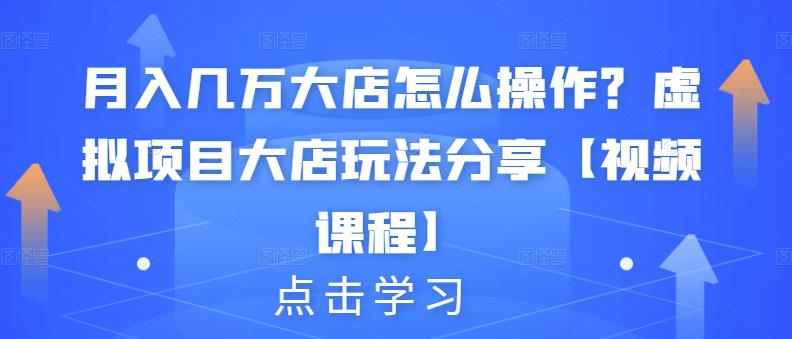 月入几万大店怎么操作？虚拟项目大店玩法分享【视频课程】|小鸡网赚博客