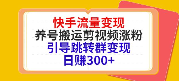 快手流量变现，养号搬运剪视频涨粉，引导跳转群变现日赚300+|小鸡网赚博客