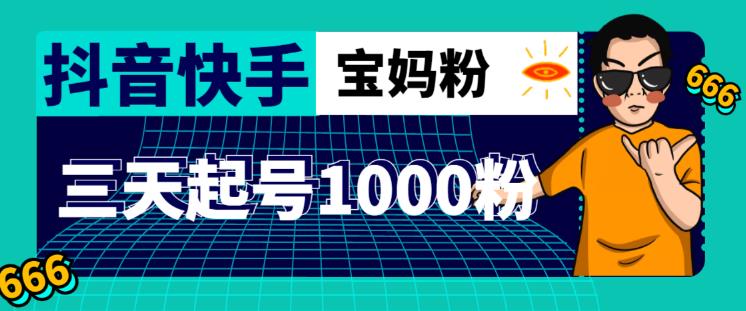 抖音快手三天起号涨粉1000宝妈粉丝的核心方法【详细玩法教程】|小鸡网赚博客