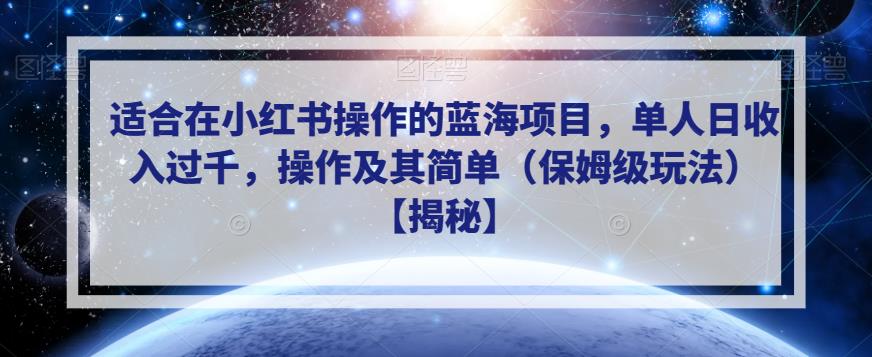 适合在小红书操作的蓝海项目，单人日收入过千，操作及其简单（保姆级玩法）【揭秘】|小鸡网赚博客