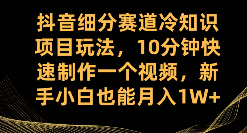 抖音细分赛道冷知识项目玩法，10分钟快速制作一个视频，新手小白也能月入1W+【揭秘】|小鸡网赚博客