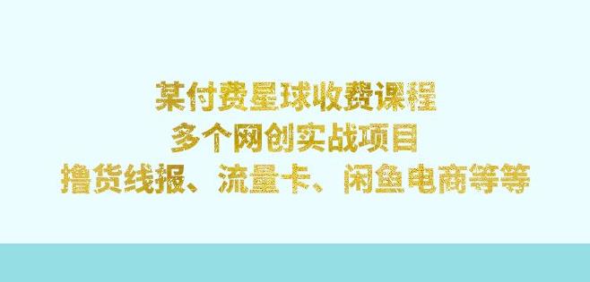 某付费星球课程：多个网创实战项目，撸货线报、流量卡、闲鱼电商等（文档非视频）|小鸡网赚博客