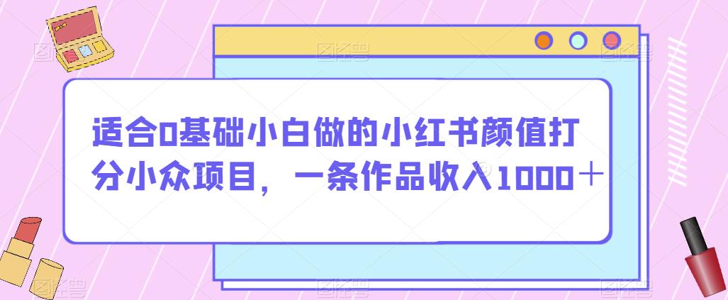 适合0基础小白做的小红书颜值打分小众项目，一条作品收入1000＋【揭秘】|小鸡网赚博客