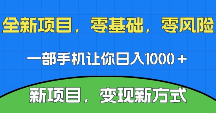 新项目，新平台，一部手机即可日入1000＋，无门槛操作【揭秘】|小鸡网赚博客