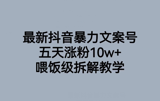 最新抖音暴力文案号，五天涨粉10w+，喂饭级拆解教学|小鸡网赚博客