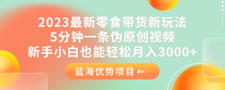 2023最新零食带货新玩法，5分钟一条伪原创视频，新手小白也能轻松月入3000+【揭秘】|小鸡网赚博客