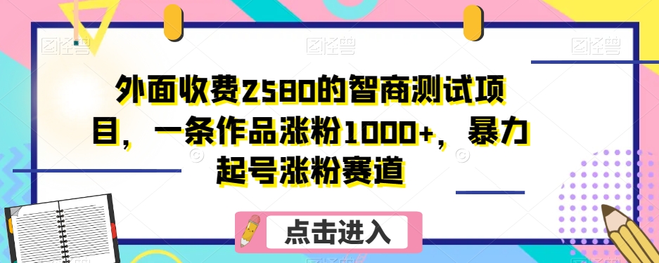 外面收费2580的智商测试项目，一条作品涨粉1000+，暴力起号涨粉赛道【揭秘】|小鸡网赚博客