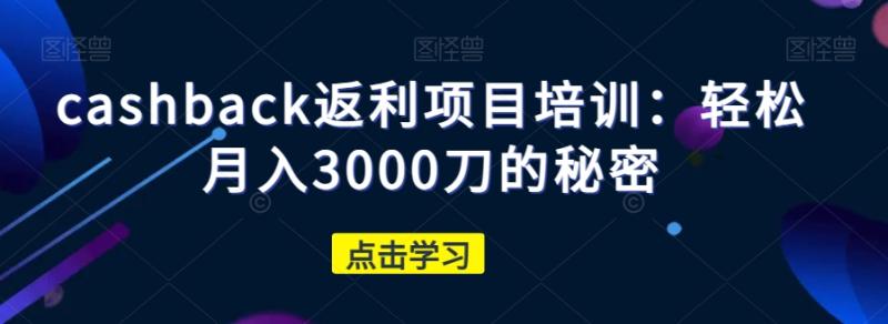 cashback返利项目培训：轻松月入3000刀的秘密|小鸡网赚博客