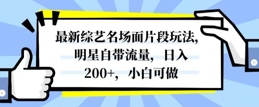 最新综艺名场面片段玩法，明星自带流量，日入200+，小白可做【揭秘】|小鸡网赚博客