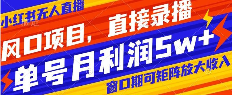 风口项目，小红书无人直播带货，直接录播，可矩阵，月入5w+【揭秘】|小鸡网赚博客