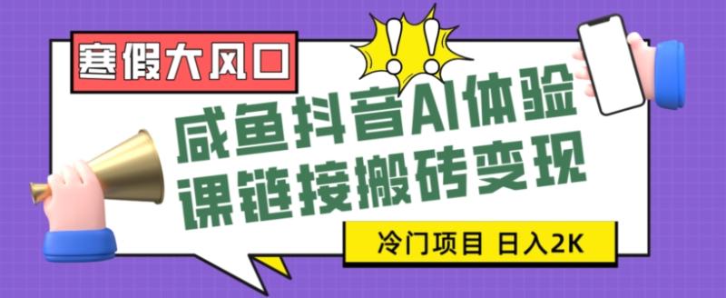 寒假大风口咸鱼抖音AI体验课链接搬砖变现，全网首发冷门项目，小白可日入2K+【揭秘】|小鸡网赚博客