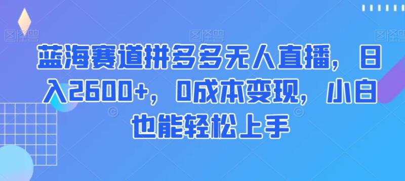 蓝海赛道拼多多无人直播，日入2600+，0成本变现，小白也能轻松上手【揭秘】|小鸡网赚博客