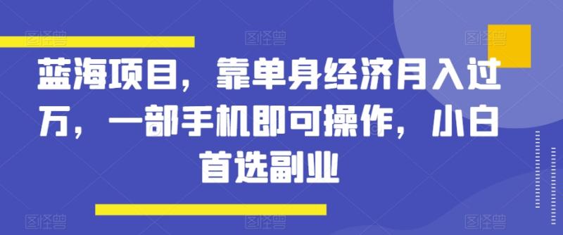 蓝海项目，靠单身经济月入过万，一部手机即可操作，小白首选副业【揭秘】|小鸡网赚博客