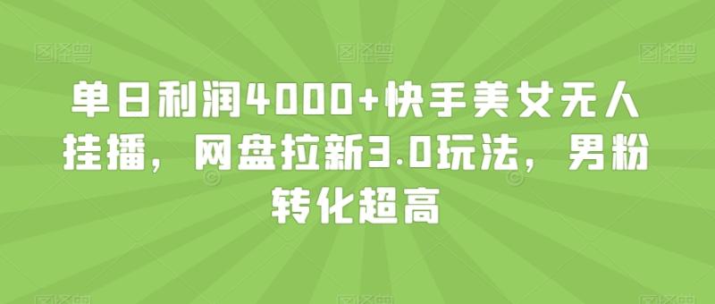 单日利润4000+快手美女无人挂播，网盘拉新3.0玩法，男粉转化超高【揭秘】|小鸡网赚博客