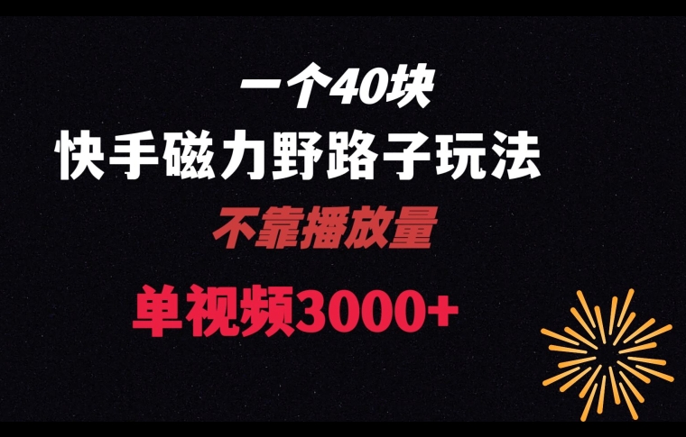 一个40块，快手联合美团磁力新玩法，无视机制野路子玩法，单视频收益4位数【揭秘】|小鸡网赚博客