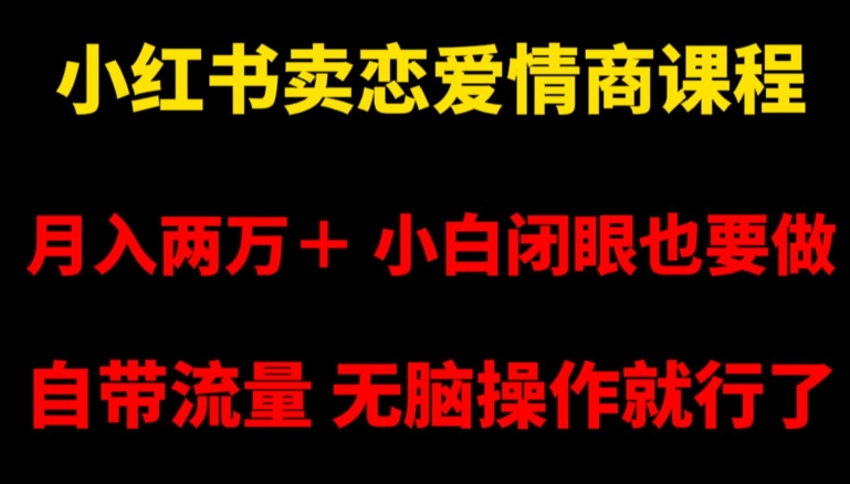 小红书卖恋爱情商课程，月入两万＋，小白闭眼也要做，自带流量，无脑操作就行了【揭秘】|小鸡网赚博客