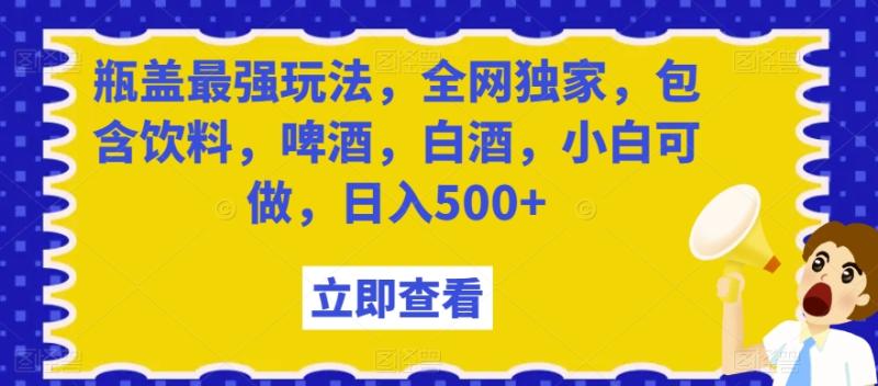 瓶盖最强玩法，全网独家，包含饮料，啤酒，白酒，小白可做，日入500+【揭秘】|小鸡网赚博客