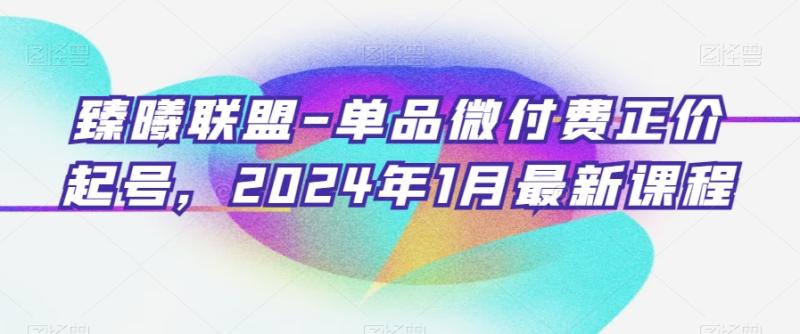 臻曦联盟-单品微付费正价起号，2024年1月最新课程|小鸡网赚博客