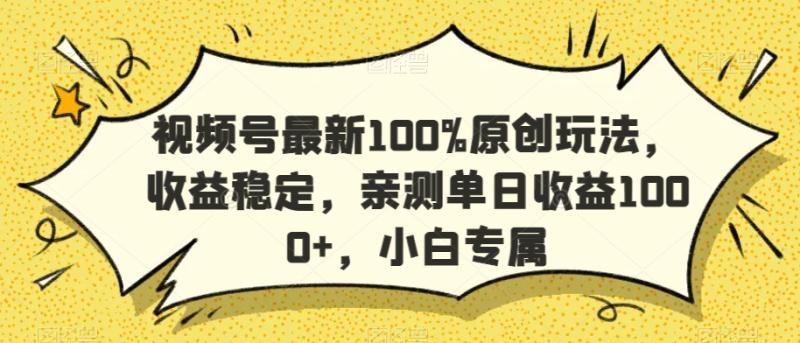 视频号最新100%原创玩法，收益稳定，亲测单日收益1000+，小白专属【揭秘】|小鸡网赚博客