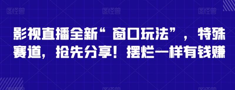 影视直播全新“窗口玩法”，特殊赛道，抢先分享！摆烂一样有钱赚【揭秘】|小鸡网赚博客