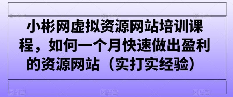 小彬网虚拟资源网站培训课程，如何一个月快速做出盈利的资源网站（实打实经验）|小鸡网赚博客