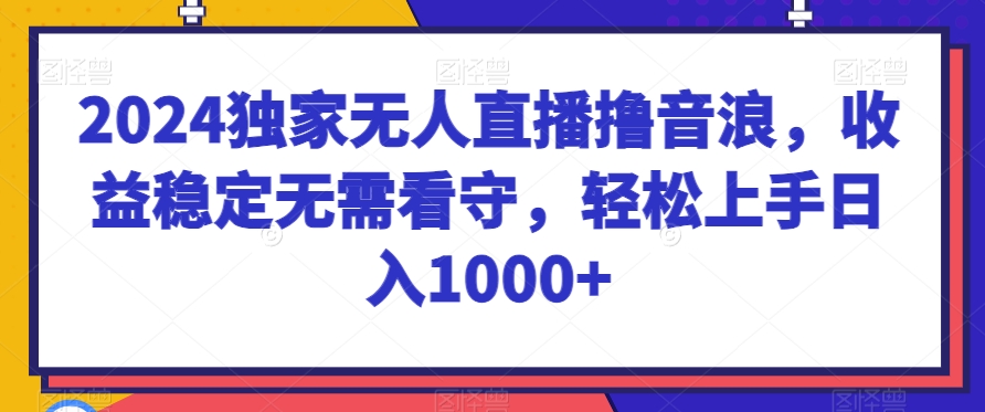 2024独家无人直播撸音浪，收益稳定无需看守，轻松上手日入1000+【揭秘】|小鸡网赚博客