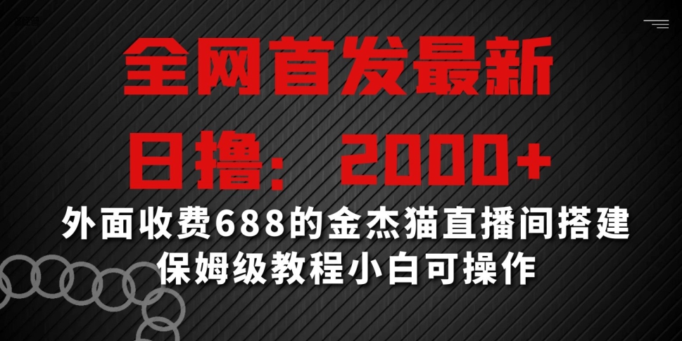 全网首发最新，日撸2000+，外面收费688的金杰猫直播间搭建，保姆级教程小白可操作【揭秘】|小鸡网赚博客