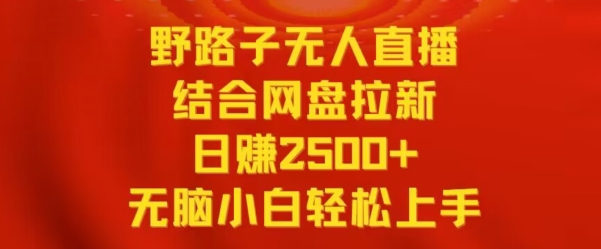 野路子无人直播结合网盘拉新，日赚2500+，小白无脑轻松上手【揭秘】|小鸡网赚博客