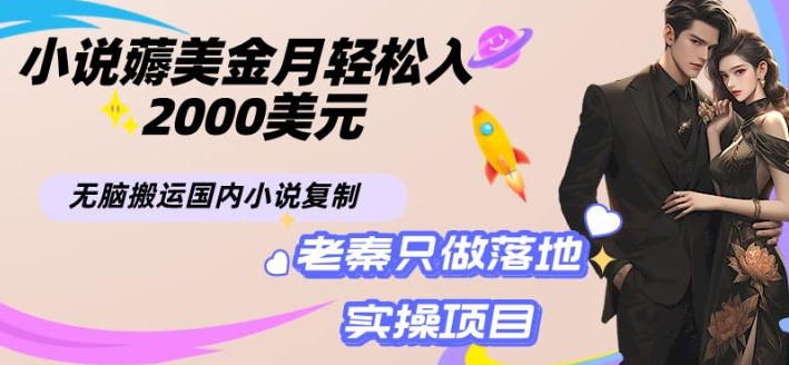 小说薅美金月轻松入2000美元项目、无脑搬运国内小说复制粘贴到国外、傻瓜式操作|小鸡网赚博客