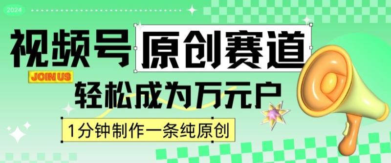 2024视频号最新原创赛道，1分钟一条原创作品，日入4位数轻轻松松|小鸡网赚博客