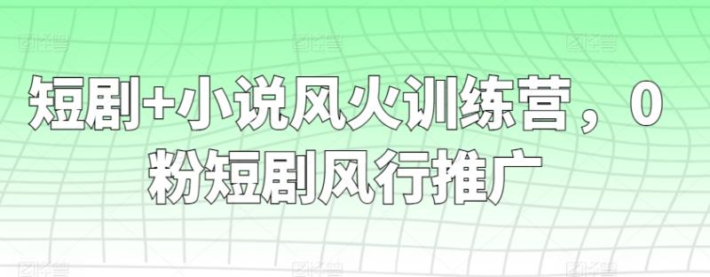 短剧+小说风火训练营，0粉短剧风行推广|小鸡网赚博客