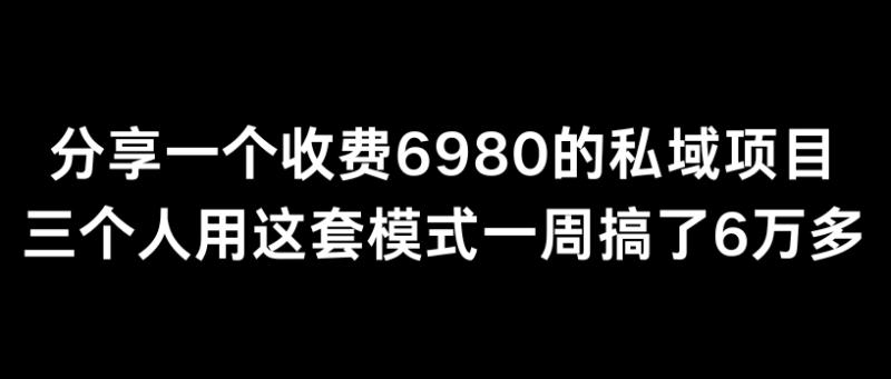 分享一个外面卖6980的私域项目三个人用这套模式一周搞了6万多【揭秘】|小鸡网赚博客