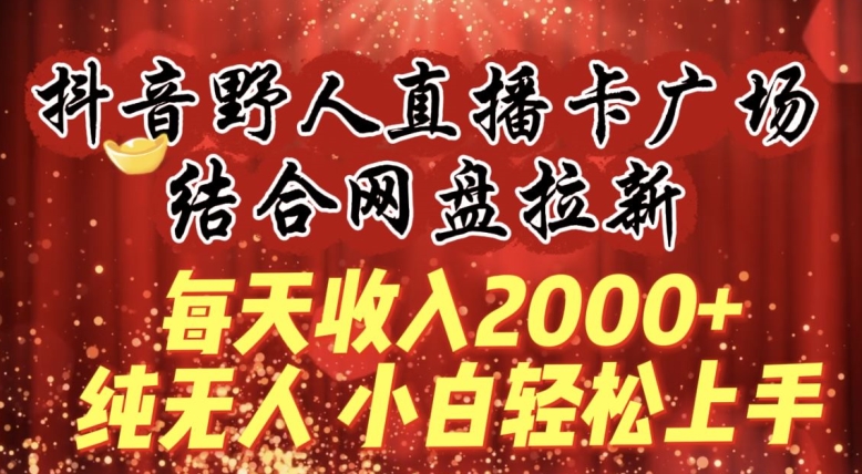 每天收入2000+，抖音野人直播卡广场，结合网盘拉新，纯无人，小白轻松上手【揭秘】|小鸡网赚博客