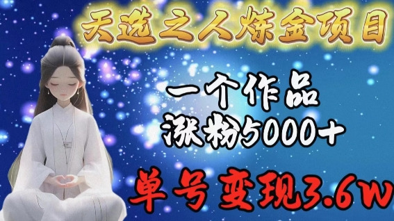 天选之人炼金项目，一个作品涨粉5000+，单号变现3.6w【揭秘】|小鸡网赚博客