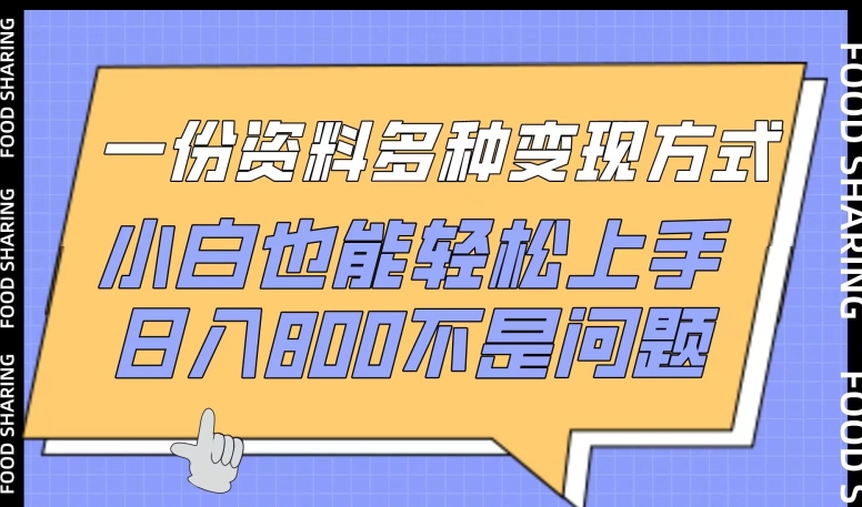 一份资料多种变现方式，小白也能轻松上手，日入800不是问题【揭秘】|小鸡网赚博客