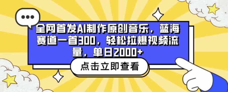 全网首发AI制作原创音乐，蓝海赛道一首300.轻松拉爆视频流量，单日2000+【揭秘】|小鸡网赚博客