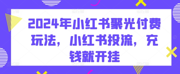 2024年小红书聚光付费玩法，小红书投流，充钱就开挂|小鸡网赚博客