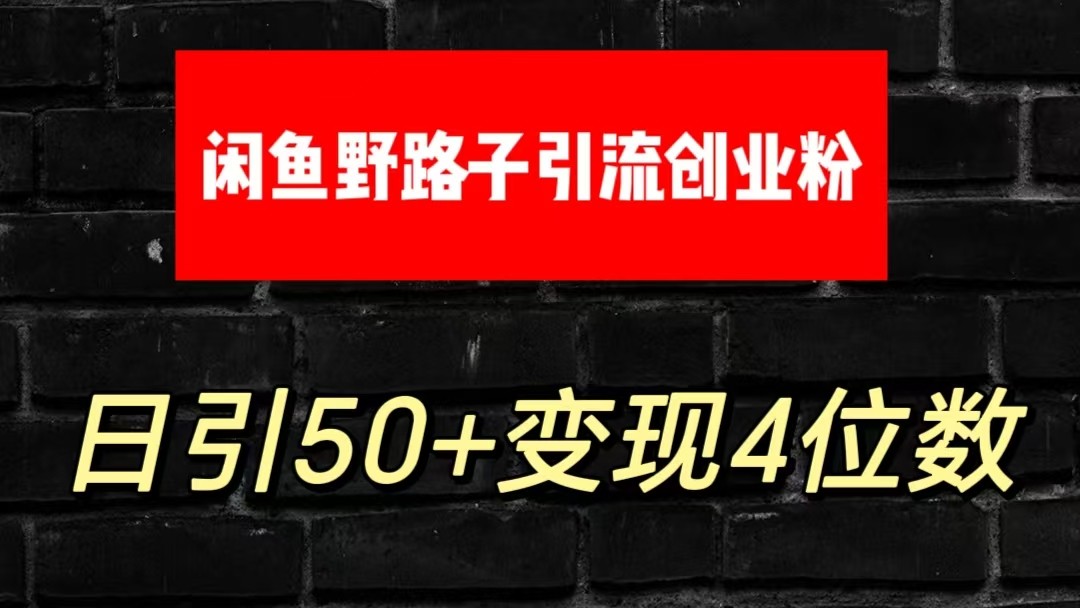 大眼闲鱼野路子引流创业粉，日引50+单日变现四位数|小鸡网赚博客