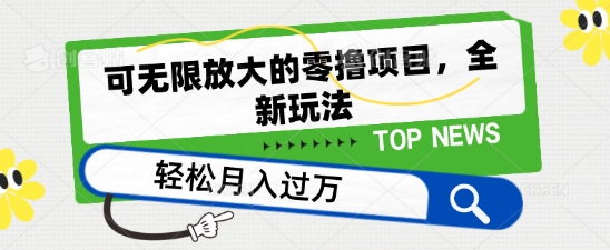 可无限放大的零撸项目，全新玩法，一天单机撸个50+没问题|小鸡网赚博客