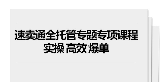 （10917期）速卖通 全托管专题专项课程，实操 高效 爆单（11节课）|小鸡网赚博客