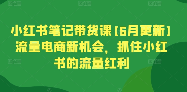 小红书笔记带货课【6月更新】流量电商新机会，抓住小红书的流量红利|小鸡网赚博客