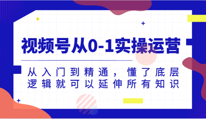 视频号从0-1实操运营，从入门到精通，懂了底层逻辑就可以延伸所有知识（更新2024.7）|小鸡网赚博客