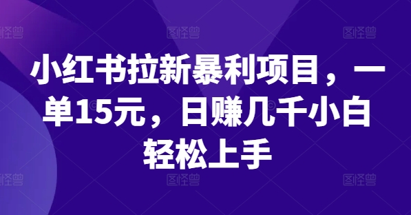 小红书拉新暴利项目，一单15元，日赚几千小白轻松上手【揭秘】|小鸡网赚博客