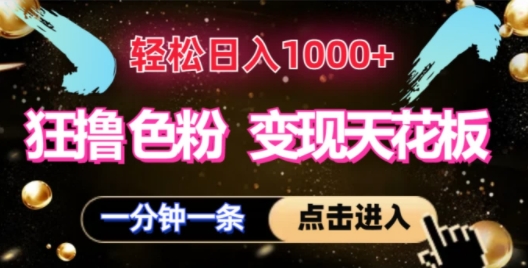 狂撸S粉变现天花板，轻松日入1000+，一单200+|小鸡网赚博客