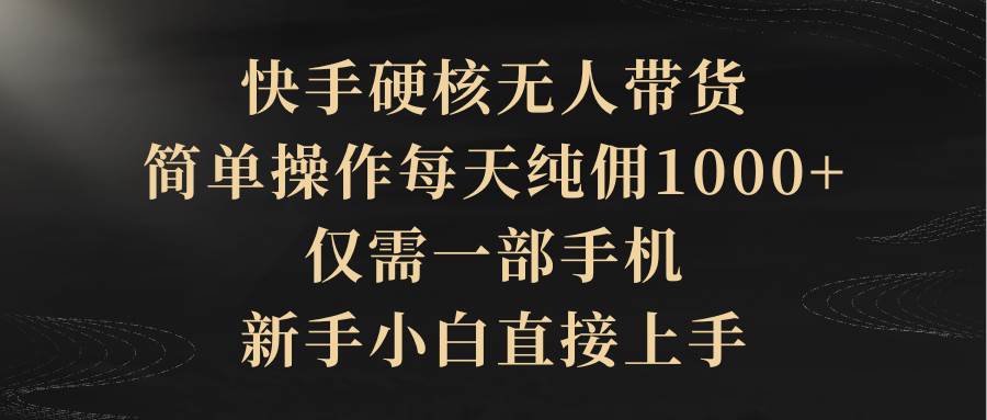 快手硬核无人带货，简单操作每天纯佣1000+,仅需一部手机，新手小白直接上手|小鸡网赚博客