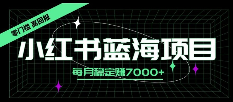 小红书蓝海项目，零门槛、高回报，每月稳定赚7000+|小鸡网赚博客