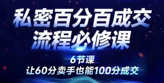 私密百分百成交流程线上训练营，绝对成交，让60分卖手也能100分成交|小鸡网赚博客