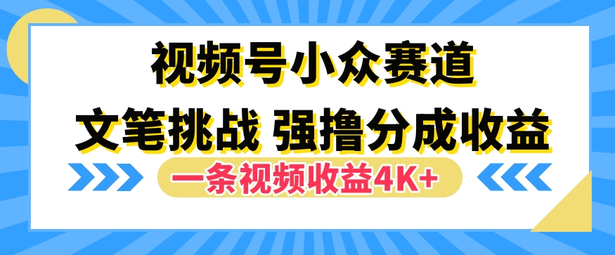 视频号新赛道之文笔挑战，强撸分成收益，一条视频赚了4K+|小鸡网赚博客